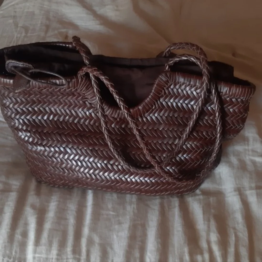 Nwt Split Leather Woven Bag - Picture 2 of 11